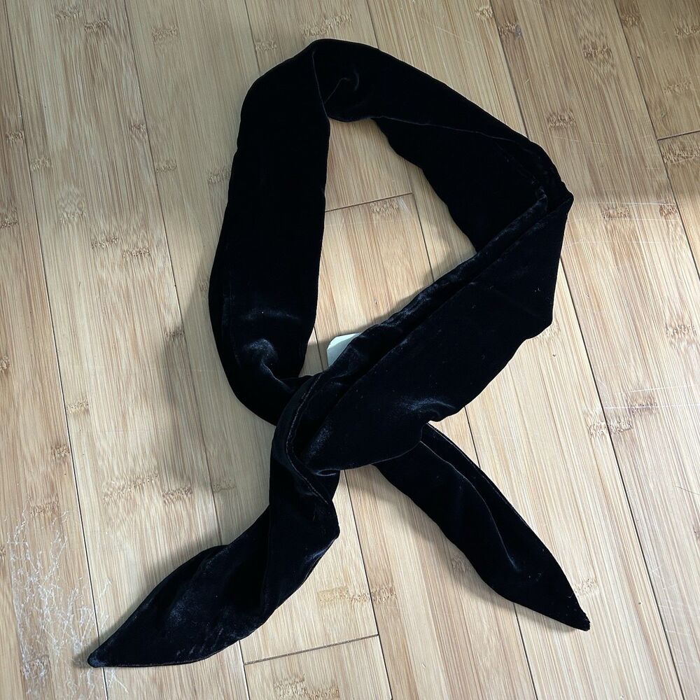 Putumayo Black Velvet Silk Scarf Neck Wrap Witchy‎ Dark Romantic Whimsigoth Goth